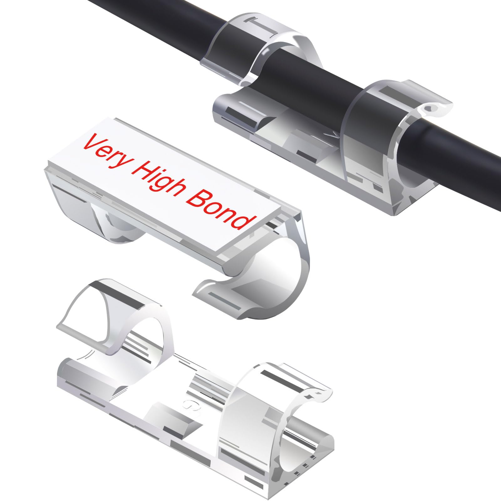 40Pcs Strong Adhesive Cable Clips Clear, Premium Wire Holders For Wall, Strong Cord Organizer Under Desk, Car, Pc, Christmas Lig